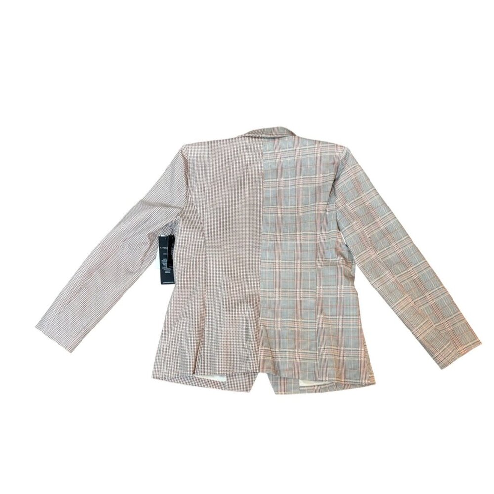 NEW LIVERPOOL Glen Plaid Half & Half Blazer Coat Jacket Size L Lava Flow - Picture 5 of 7